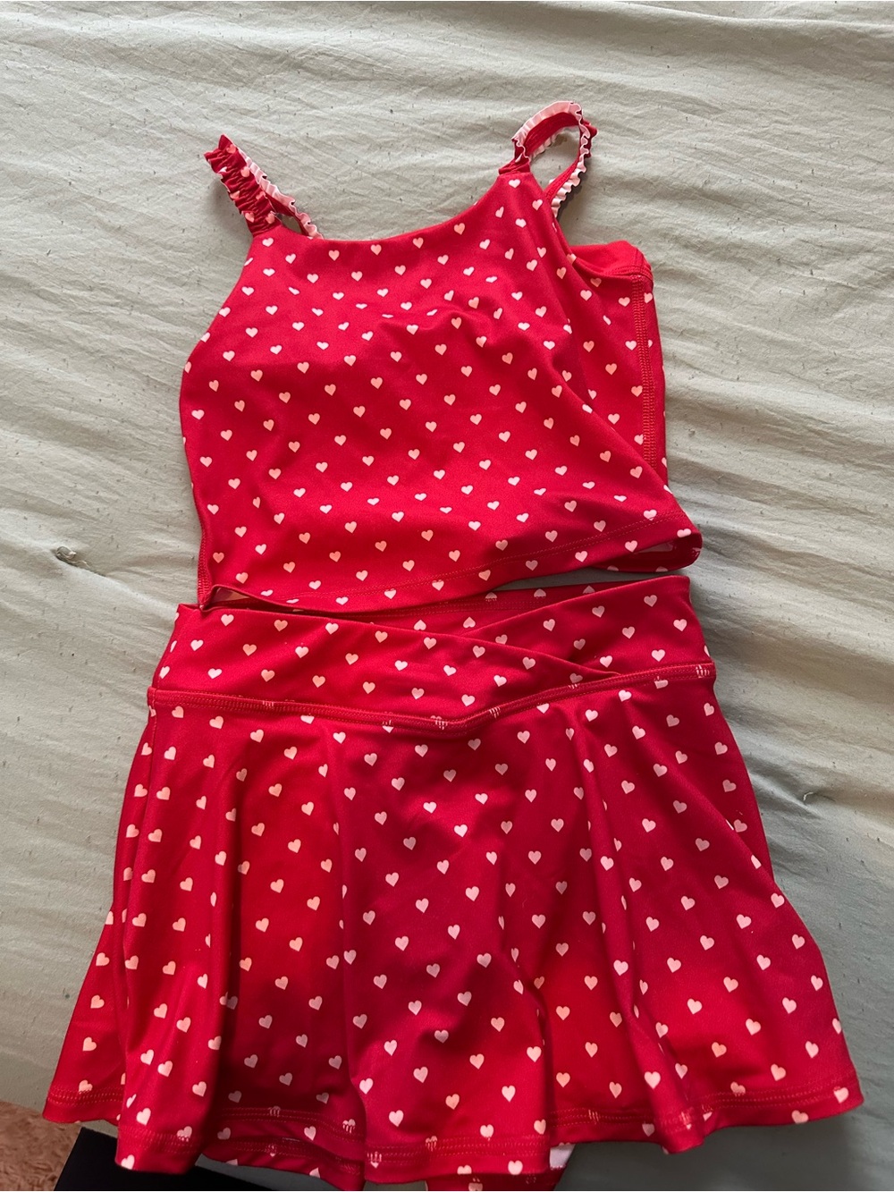 Girls Red Heart-Print skirt & top